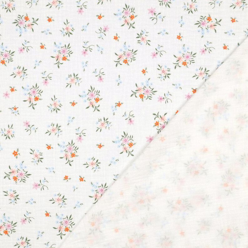 GOTS Double Gauze/Muslin cute little flowers  | Poppy Fabrics – ivory/orange,  image number 4