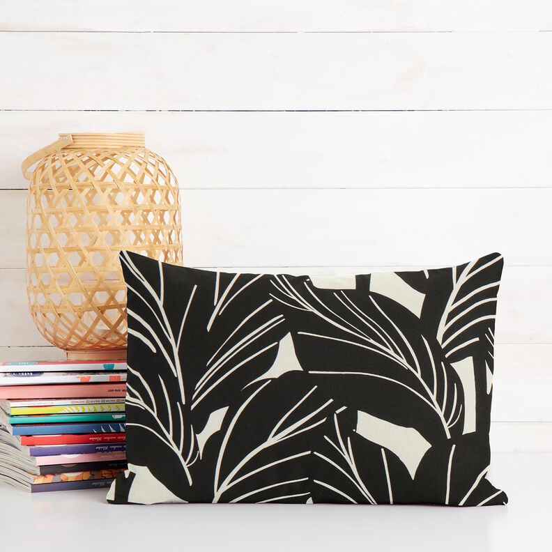 Decor Fabric Panama elegant leaves – black/natural, image number 8
