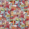 Decor Fabric Tapestry Fabric colourful small town – carmine/blue,  thumbnail number 1