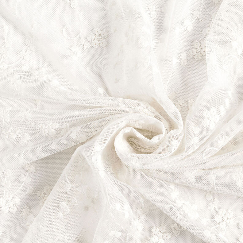 Small flowers tulle lace – white,  image number 4