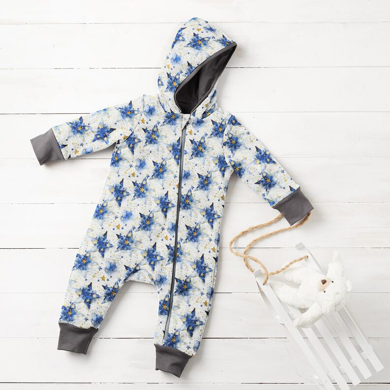 Alpine Fleece watercolour stars – natural/indigo, image number 6