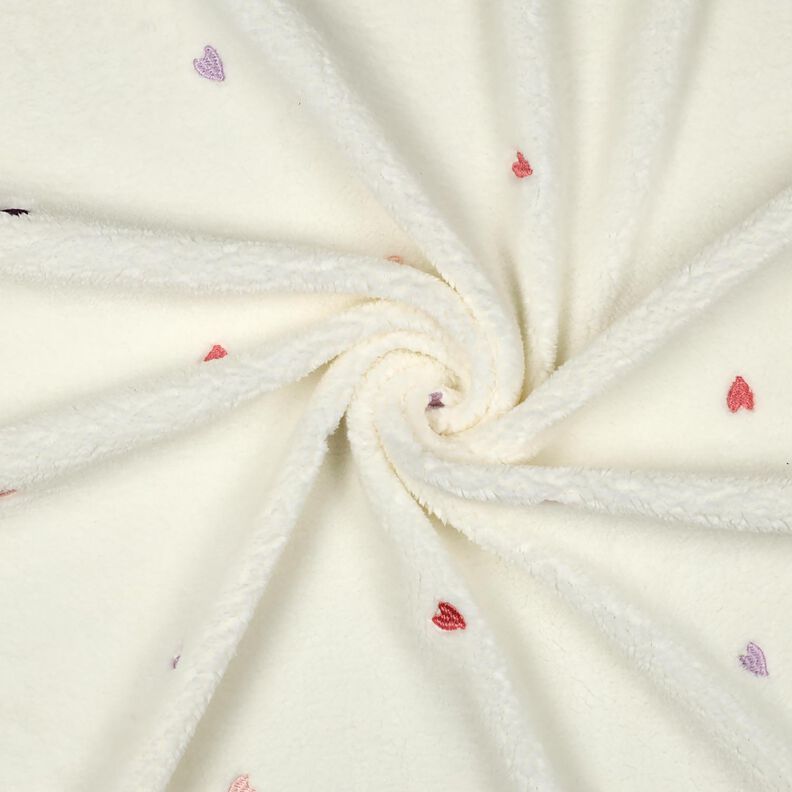 Teddy Fur embroidered hearts | Poppy Fabrics – ivory/rosé, image number 3