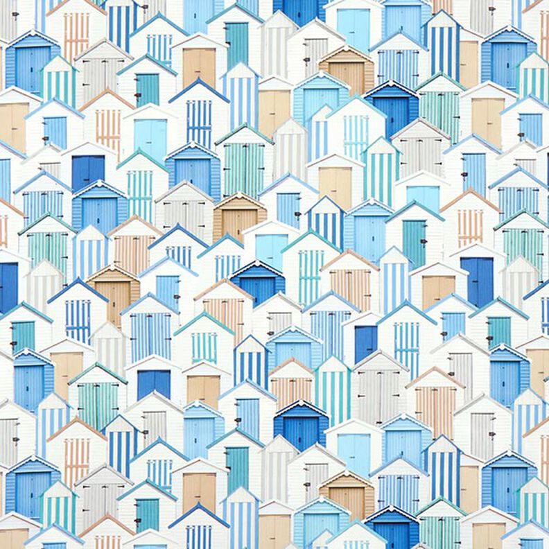 Outdoor Fabric Canvas beach houses – blue/white,  image number 1