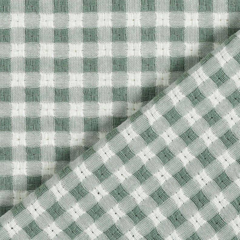 Textured check cotton fabric – white/reed,  image number 5