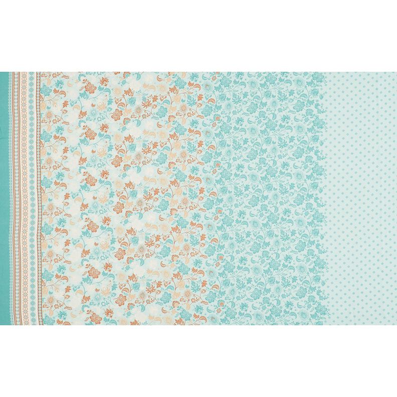 Viscose Voile Paisley floral border design – blue, image number 1