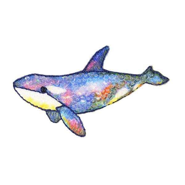 Whale appliqué [ 3 x 7 cm ] – blue,  image number 1