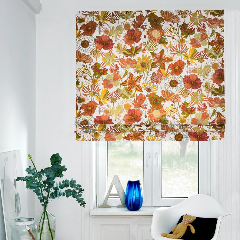 Decor Fabric Panama colourful flowers – cream/terracotta,  image number 6