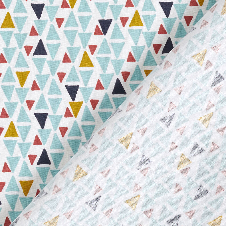 Cotton Cretonne Mini triangles – aqua blue/white,  image number 4