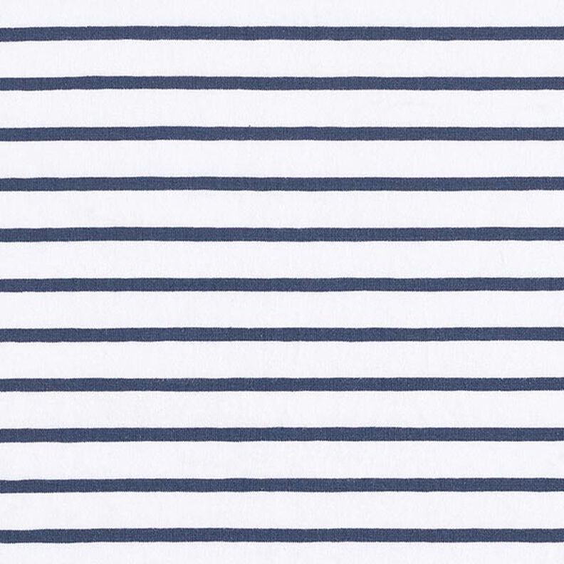 Narrow & Wide Stripes Cotton Jersey – white/navy blue,  image number 1