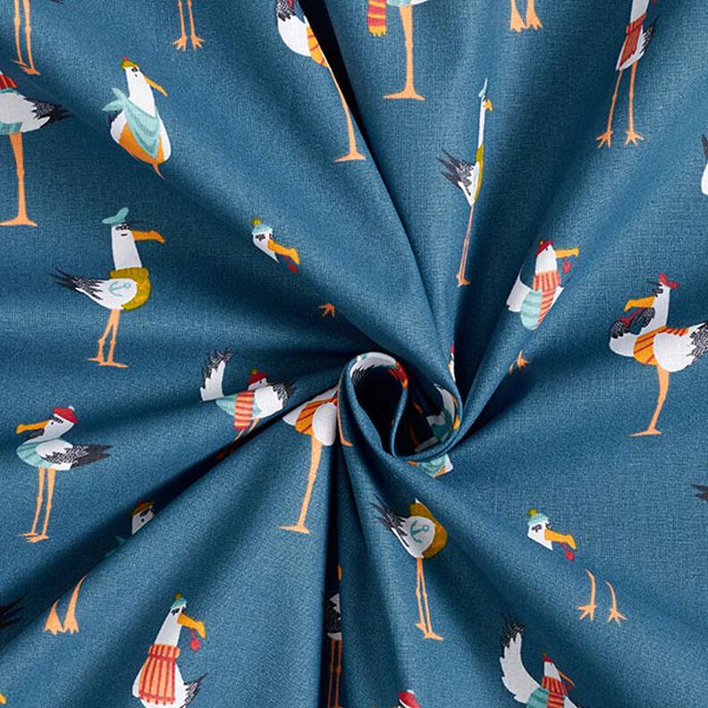 Cotton cretonne seagulls – navy blue,  image number 3