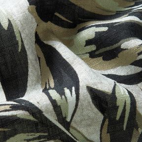 Viscose Linen Blend Monstera digital print – misty grey/light khaki, 