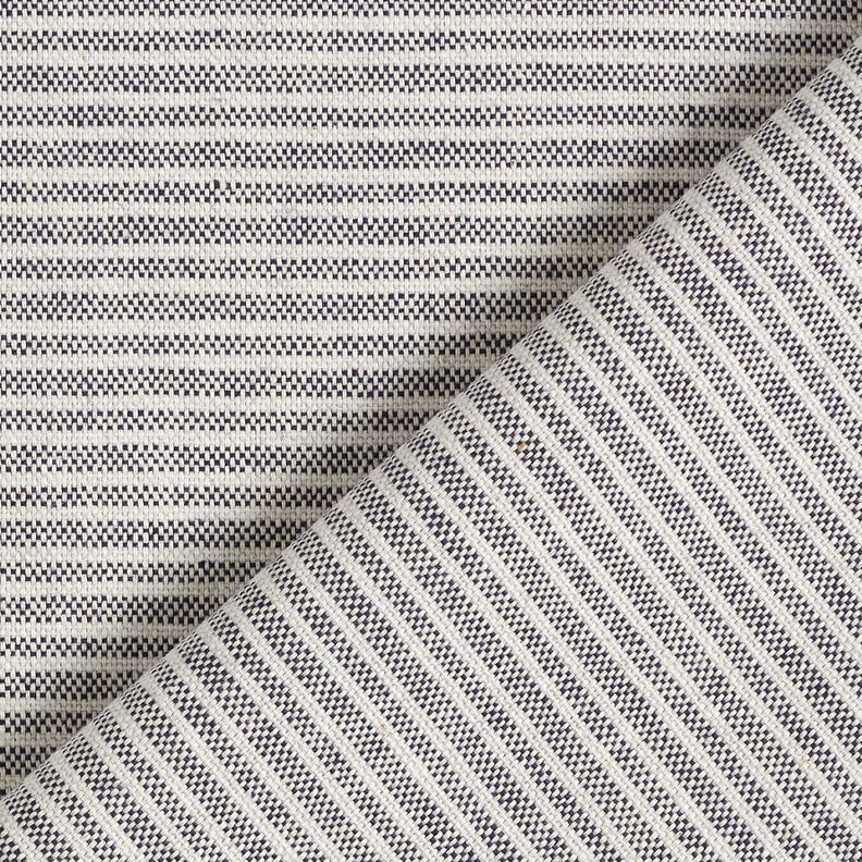 Decor Fabric Half Panama Subtle Stripes – natural/midnight blue, image number 4