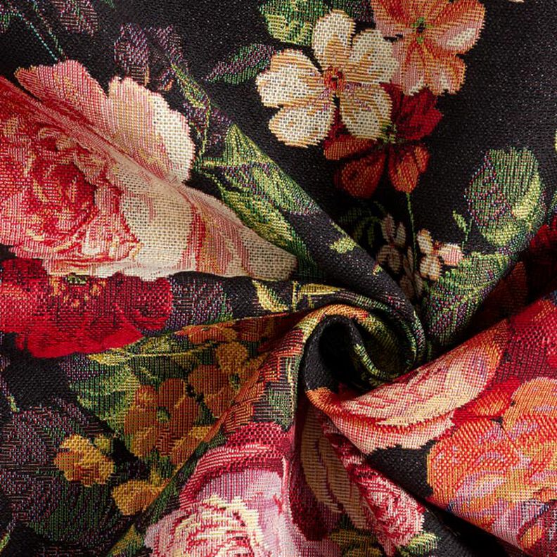 Decor Fabric Tapestry Fabric floral bouquets – black/terracotta,  image number 3