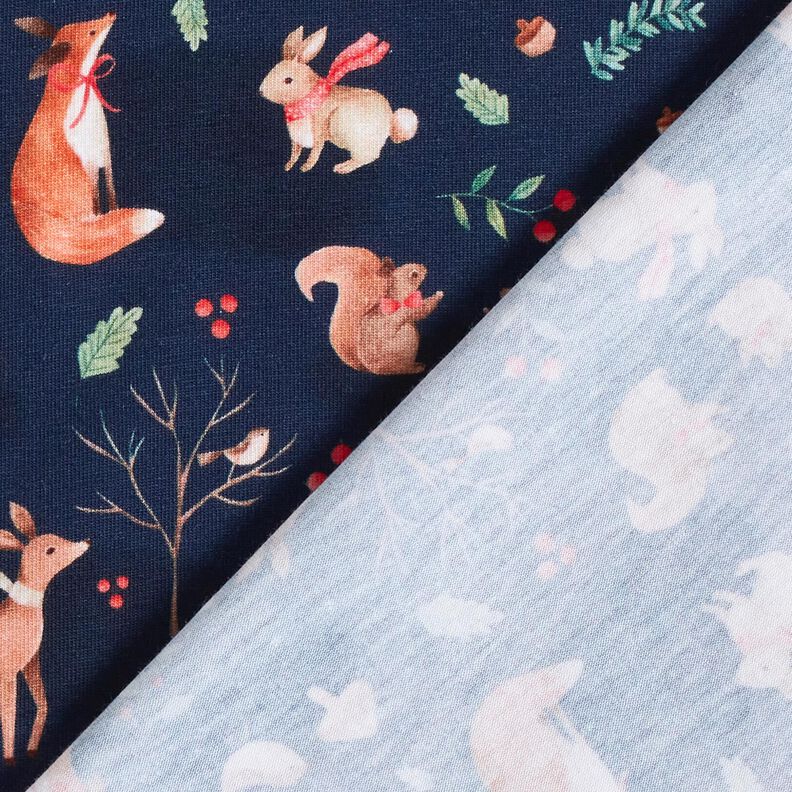 Cotton Jersey Animals in autumn Digital Print  – midnight blue,  image number 4