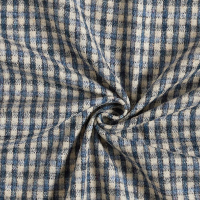 Coat fabric wool blend small check – beige/blue,  image number 4