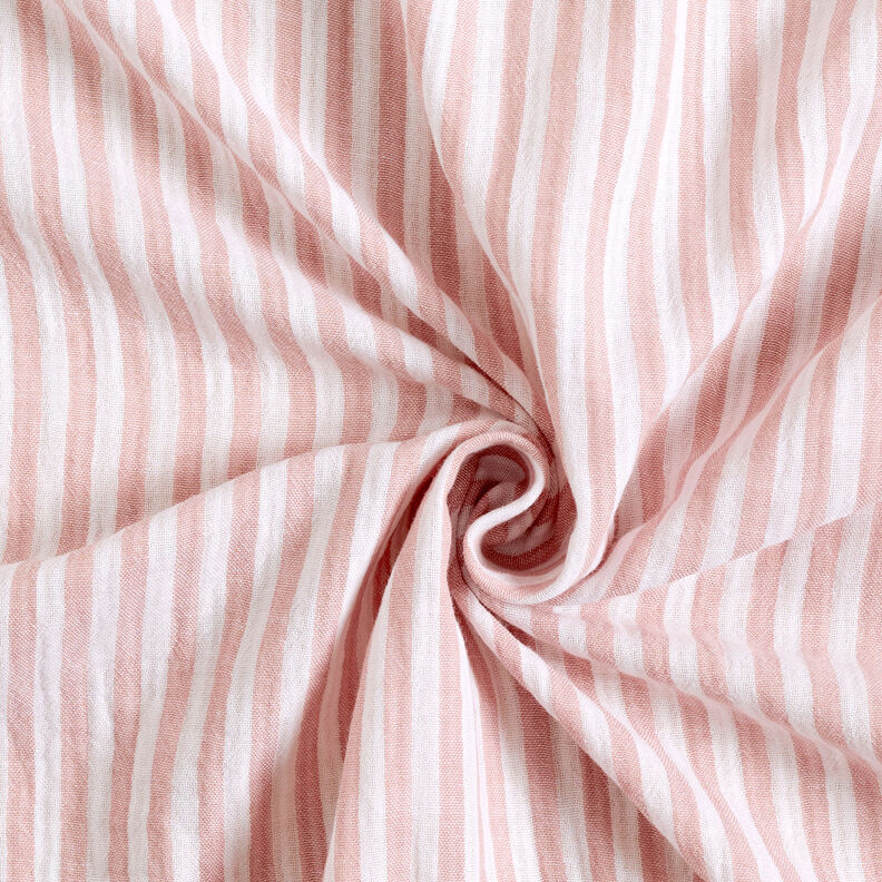Double Gauze/Muslin Doubleface stripes – dusky pink/white,  image number 4