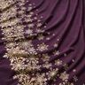 French Terry Ice Flowers Border Fabric | Glitzerpüppi – aubergine/antique gold,  thumbnail number 2