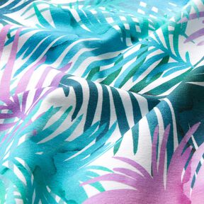 Cotton Jersey Colourful palm leaves | Glitzerpüppi – white, 