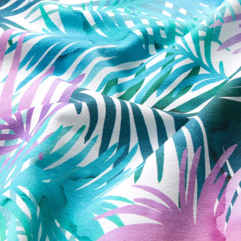 Cotton Jersey Colourful palm leaves | Glitzerpüppi – white,  image number 1