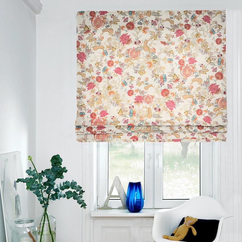 Decor Fabric Canvas abstract dahlias – cream/hollyhock, image number 7