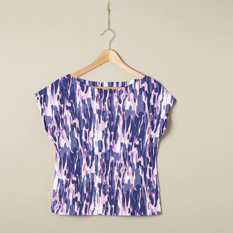 Viscose Jersey Brushstrokes – white/blue lilac, image number 5