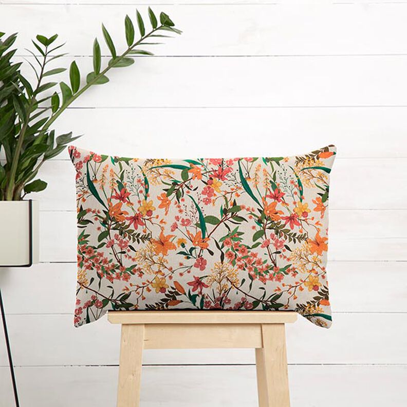 Decorative fabric, half Panama, floral – apricot/natural, image number 7