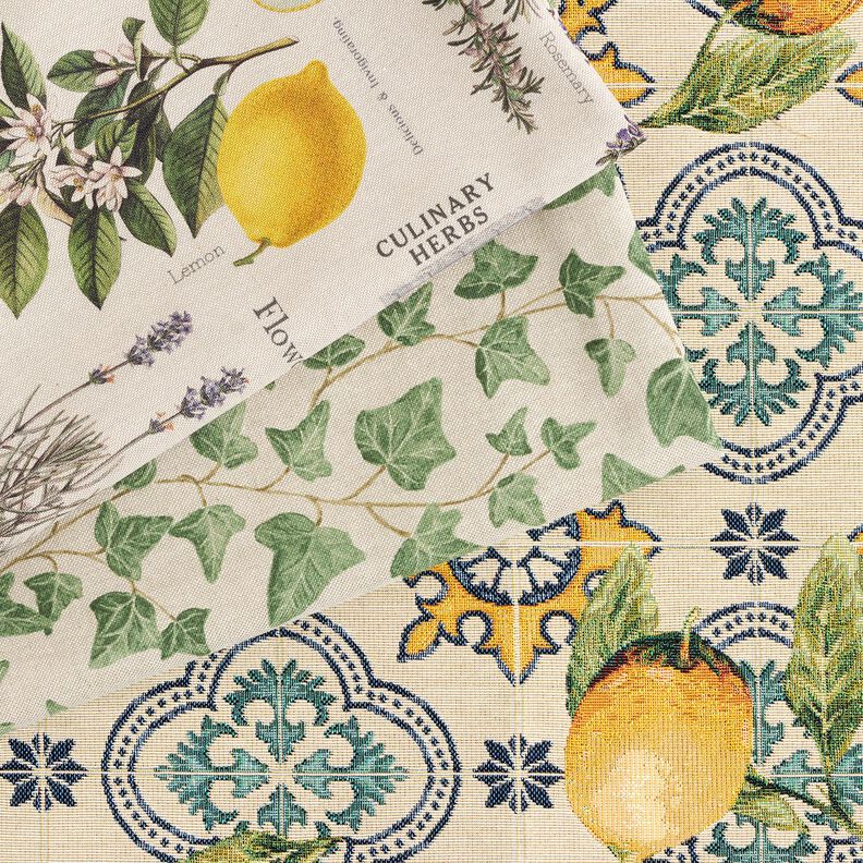 Decor Fabric Tapestry Fabric lemon tiles – natural/lemon yellow,  image number 5