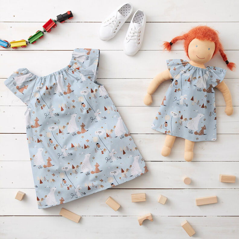Cotton Poplin animals in the wood – baby blue,  image number 7