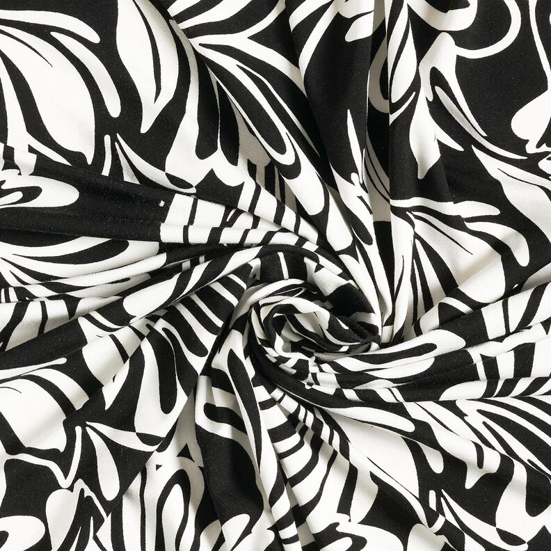 Viscose Jersey abstract flowers – black/ivory, image number 3