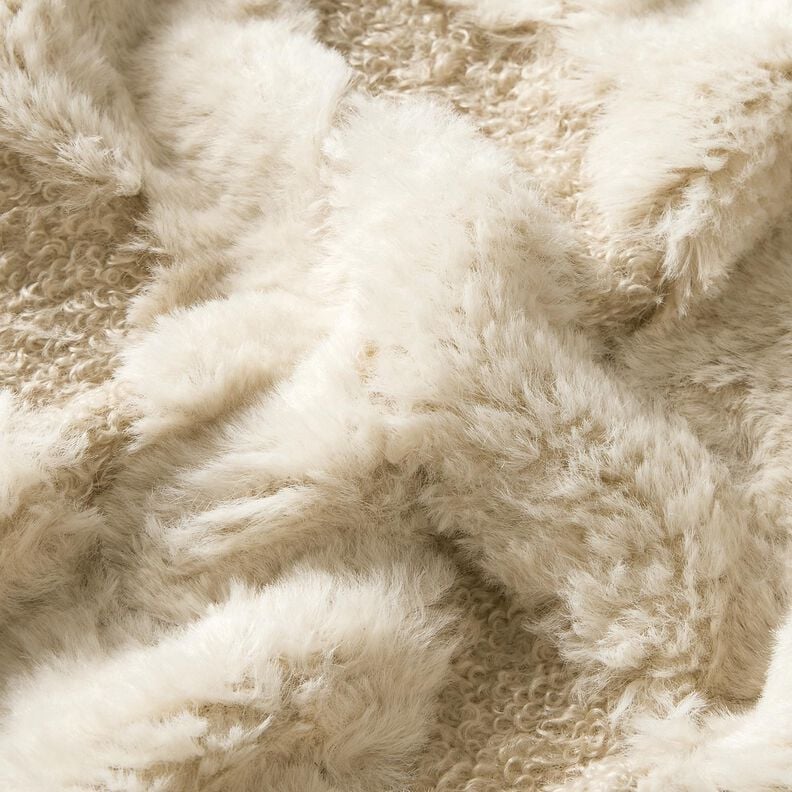 Faux Fur Bouclé Diamonds – sand/natural, image number 2