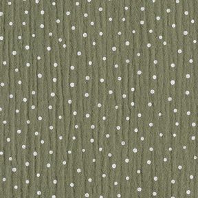 Double Gauze/Muslin Polka Dots – light olive/white, 