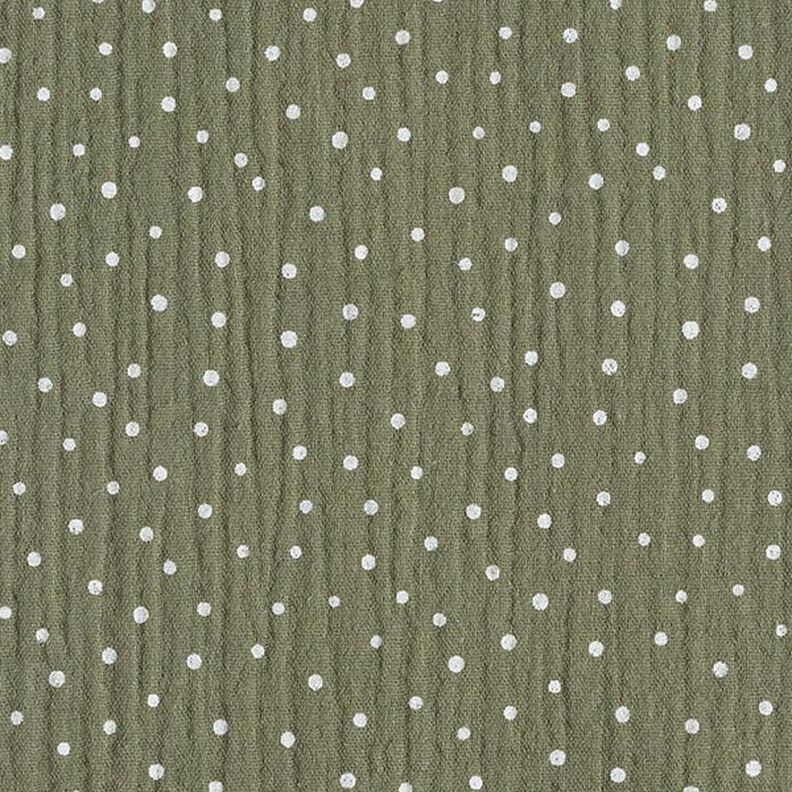 Double Gauze/Muslin Polka Dots – light olive/white,  image number 1