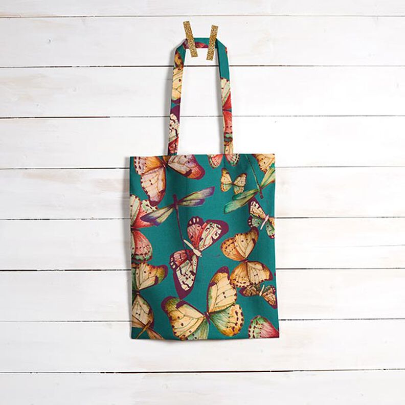 Outdoor Fabric Canvas Butterflies – light petrol,  image number 6