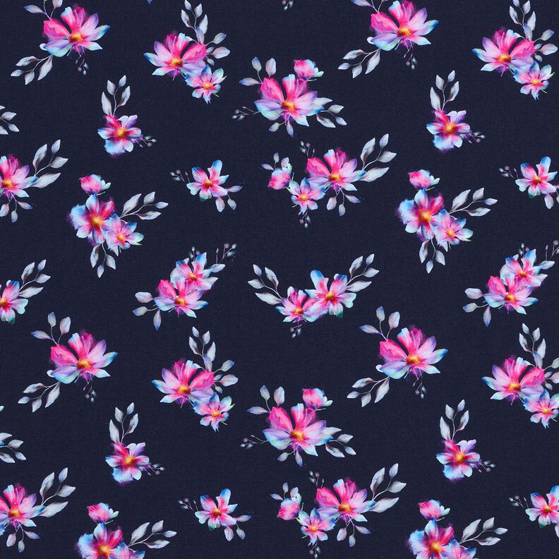 French Terry giraffe family Panel | Glitzerpüppi – midnight blue, image number 7