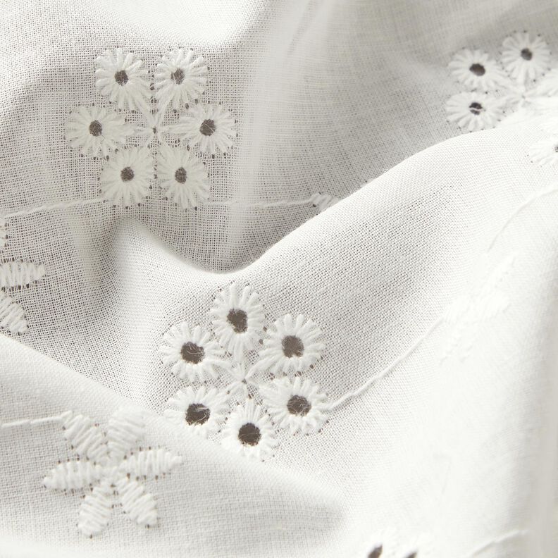 Small flowers broderie anglaise cotton fabric – white,  image number 2