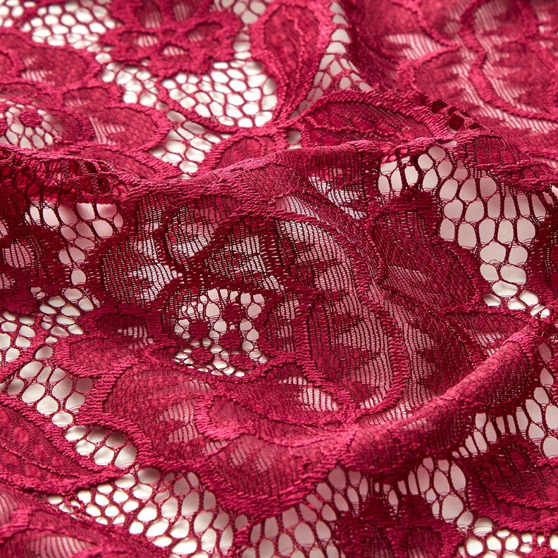 Stretch Lace Blossoms and leaves – dark red,  image number 3