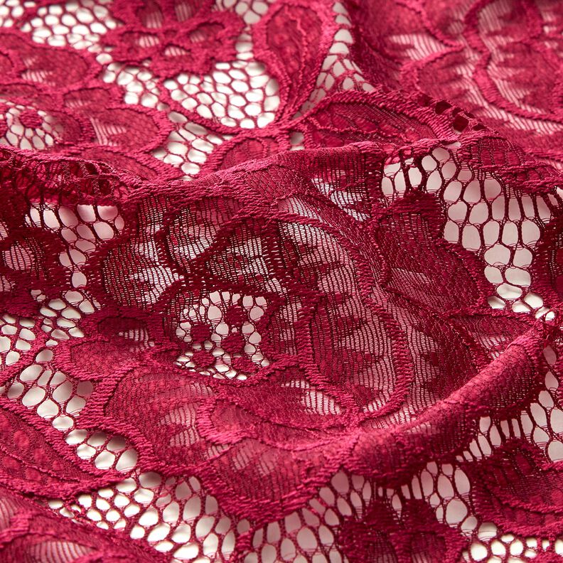 Stretch Lace Blossoms and leaves – dark red, image number 3