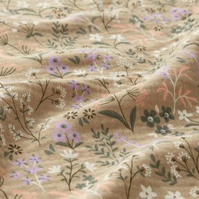GOTS Double Gauze/Muslin Spring flower meadow | Poppy Fabrics – dark beige, 