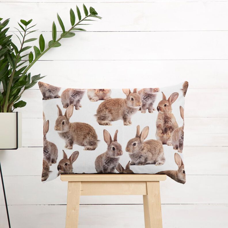 Decor Fabric Half Panama large rabbits – ivory/brown,  image number 7