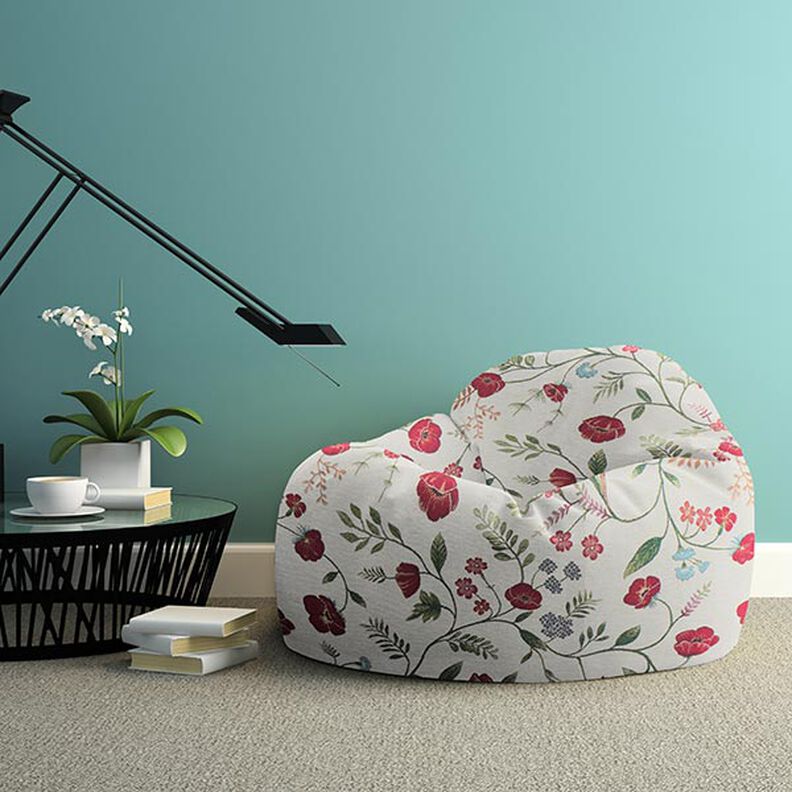 Decor Fabric Tapestry Fabric Poppies – offwhite/red,  image number 7