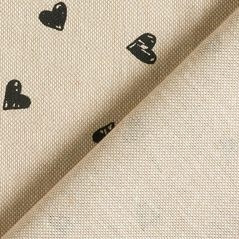 Decor Fabric Half Panama little hearts – black/natural,  image number 4