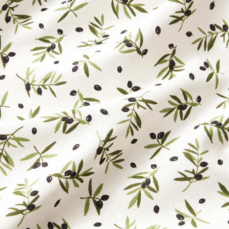 Decor Fabric Half Panama mini olives – ivory/pine,  image number 2