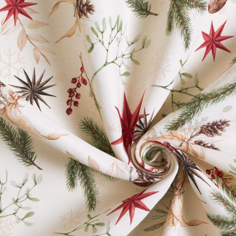Decor Fabric Jacquard Lurex Fir Branches – natural/gold,  image number 3