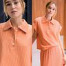 Stretch jacquard 3D stripes | Fibre Mood – salmon,  thumbnail number 7