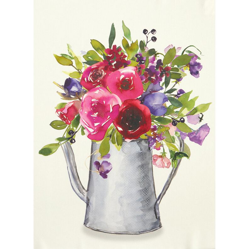 Decorative Panel Twill watercolour flowers – ivory/berry,  image number 7