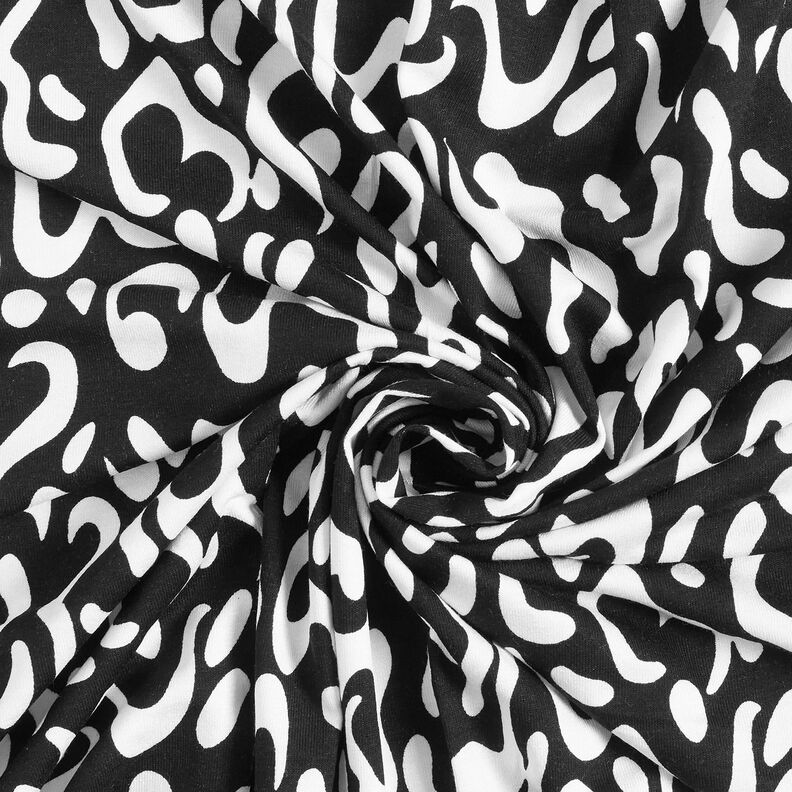 Abstract leopard pattern viscose jersey – black/white,  image number 4
