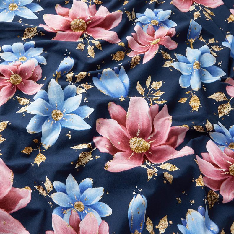 Cotton Jersey Dream flowers | Glitzerpüppi – navy blue,  image number 1