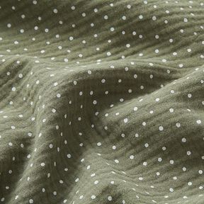 Double Gauze/Muslin Polka Dots – light olive/white, 