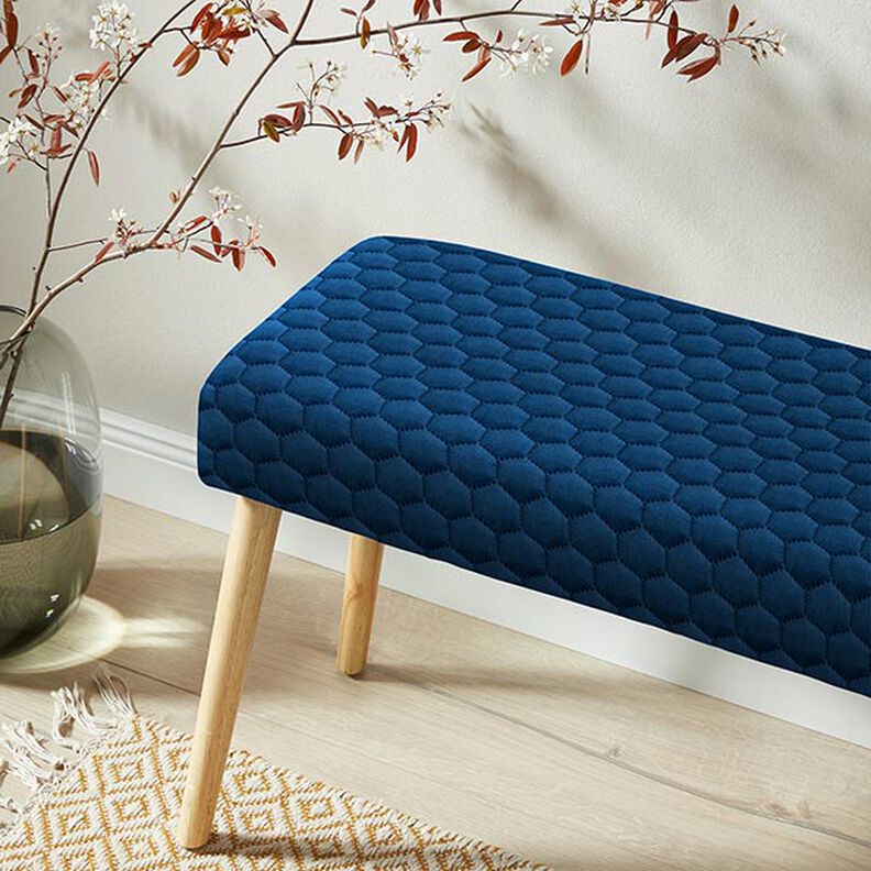 Upholstery Fabric Velvet Honeycomb Quilt – navy blue,  image number 8