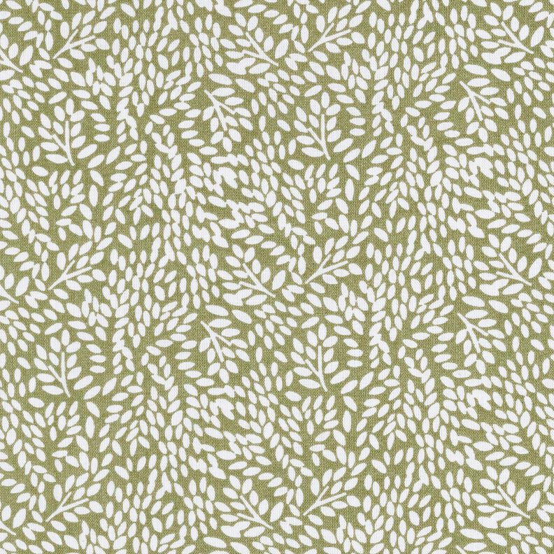 Cotton Cretonne Mini leaves – light khaki/white,  image number 1